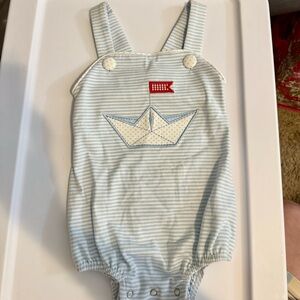 Jelly Beans Blue and White Striped Romper NWT